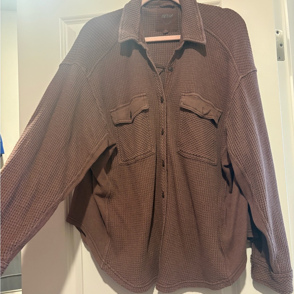 Aerie Brown Waffle Knit Top